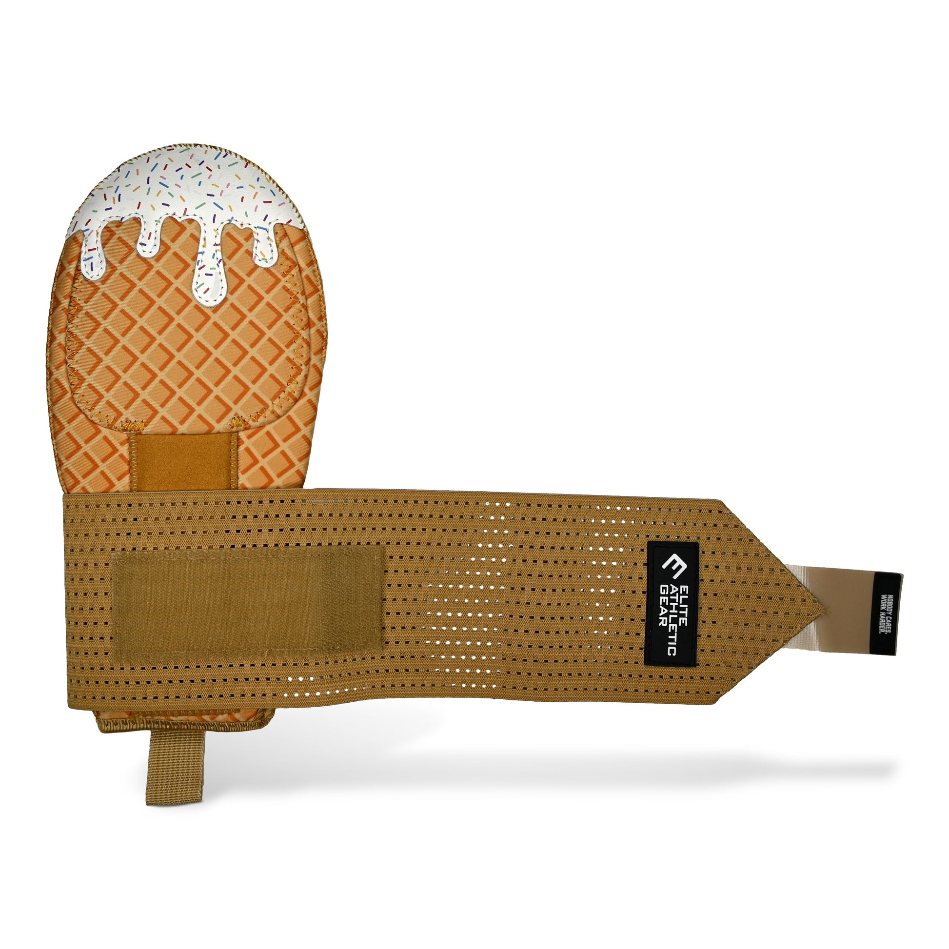 Oven mitt with waffle pattern on a white background
