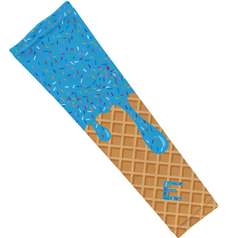 Yoga mat with waffle pattern and blue icing design on a white background