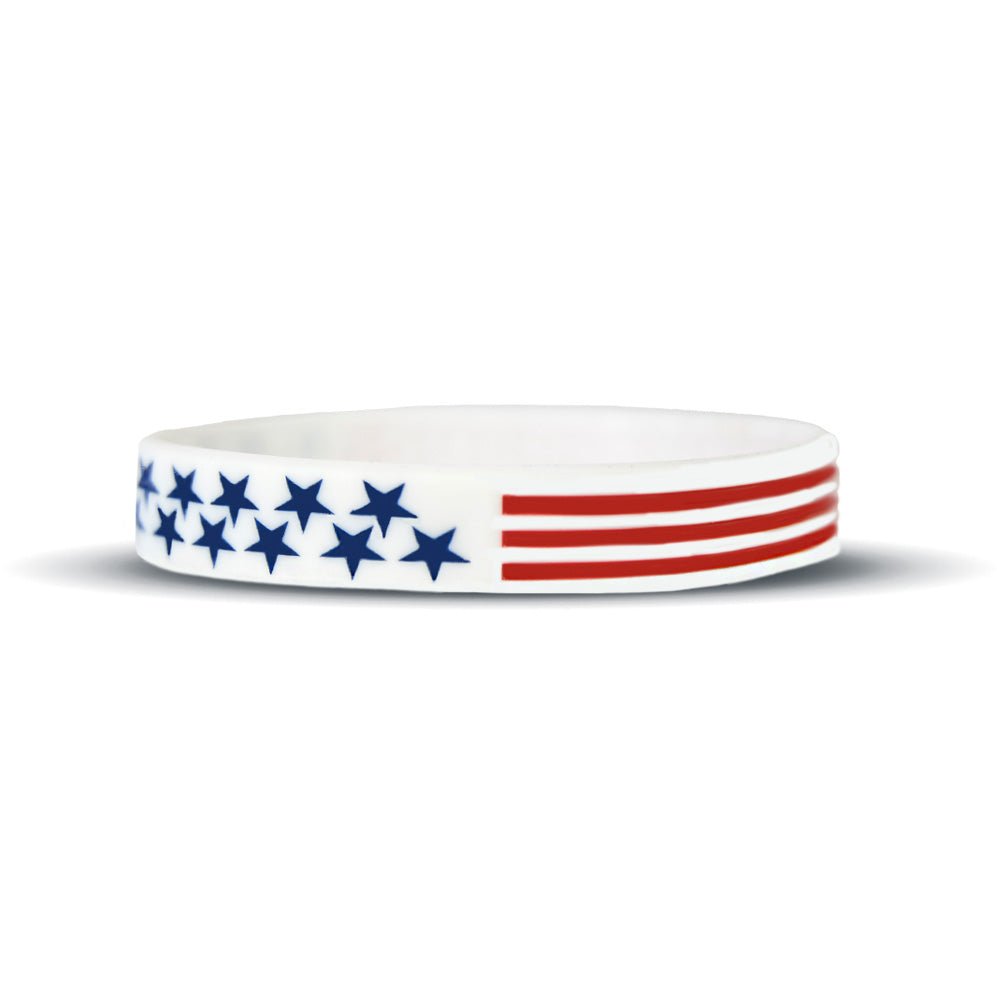 Wristband with American flag design on a white background