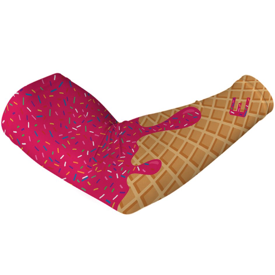 Neoprene swim diaper with pink ice cream cone design on a white background