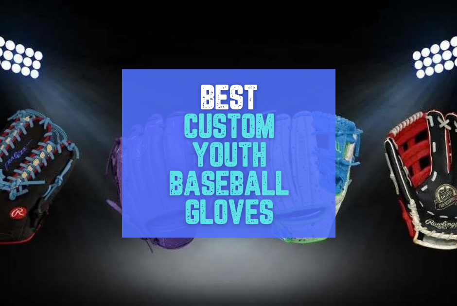 Collection of custom youth baseball gloves in a gallery layout