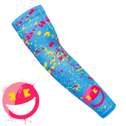 Collection of Colorful sleeve with smiley face design on a white background in a gallery layout