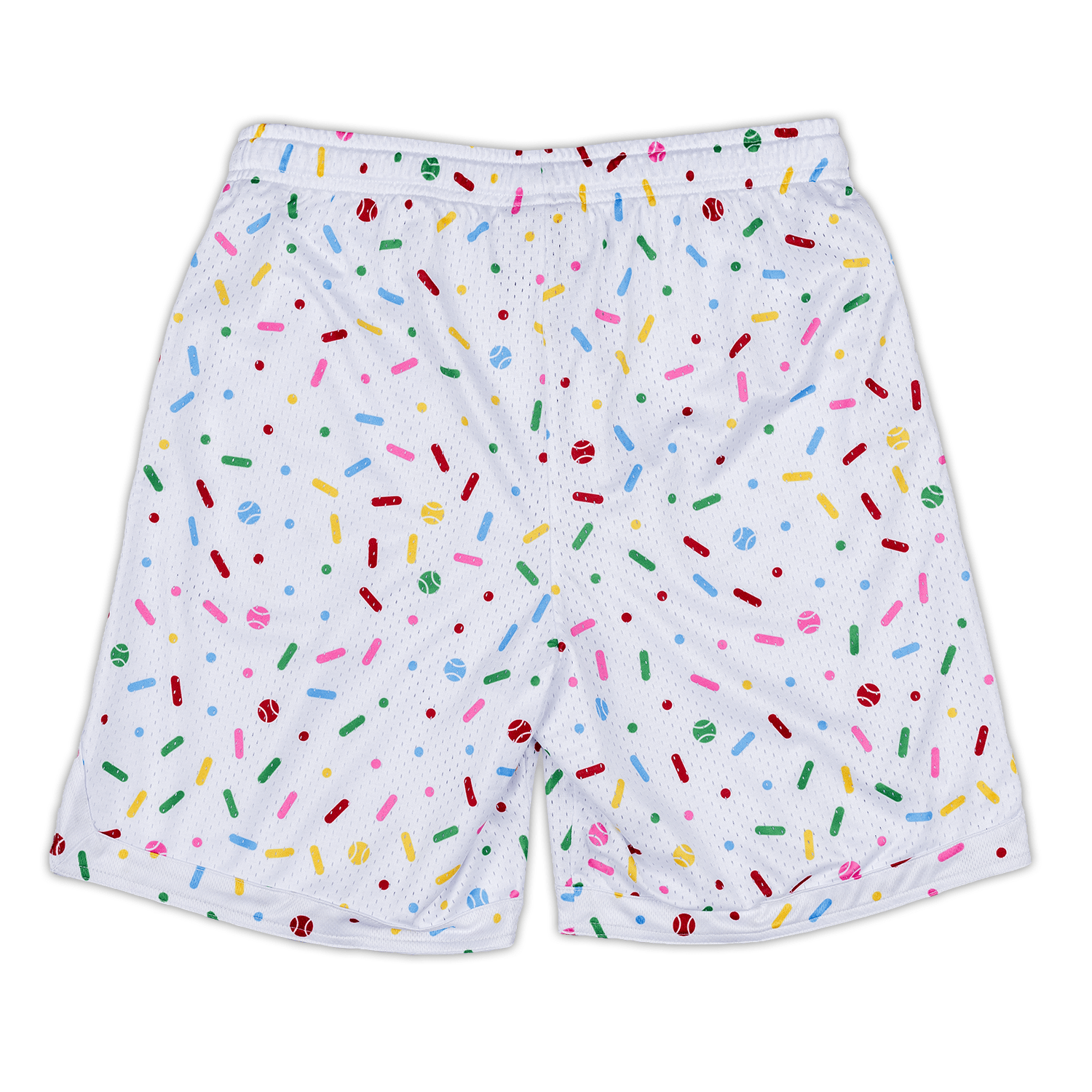Collection of white ice cream drip baseball shorts in a gallery layout
