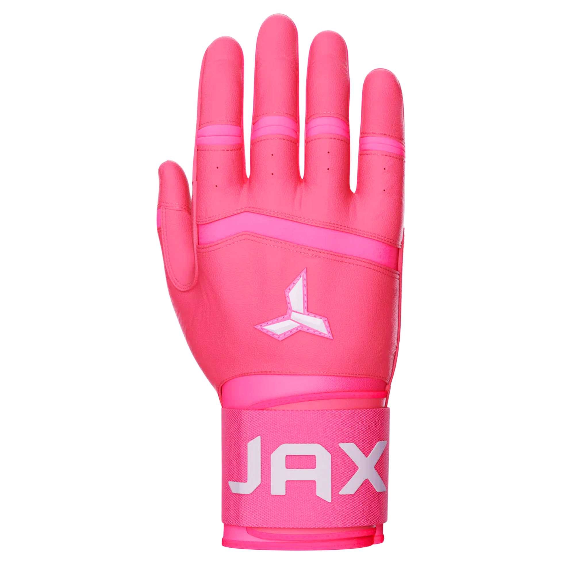 Collection of Pink JAX batting glove with 'JAX' branding on a white background in a gallery layout