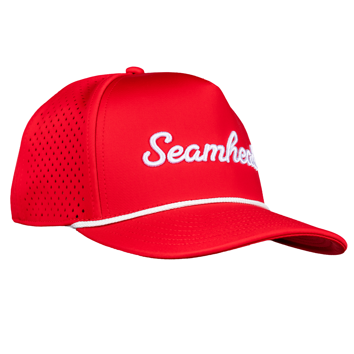 Red cap with 'Seamhead' logo on a white background