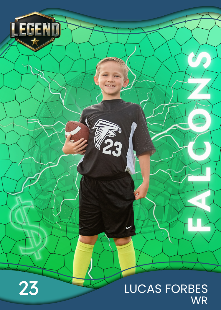Collection of Custom Football Metal Sports Card – Legend Edition (Green Hex Design) in a gallery layout