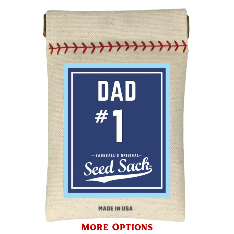 Collection of Seed sack with baseball design and 'Dad #1' text on a white background in a gallery layout