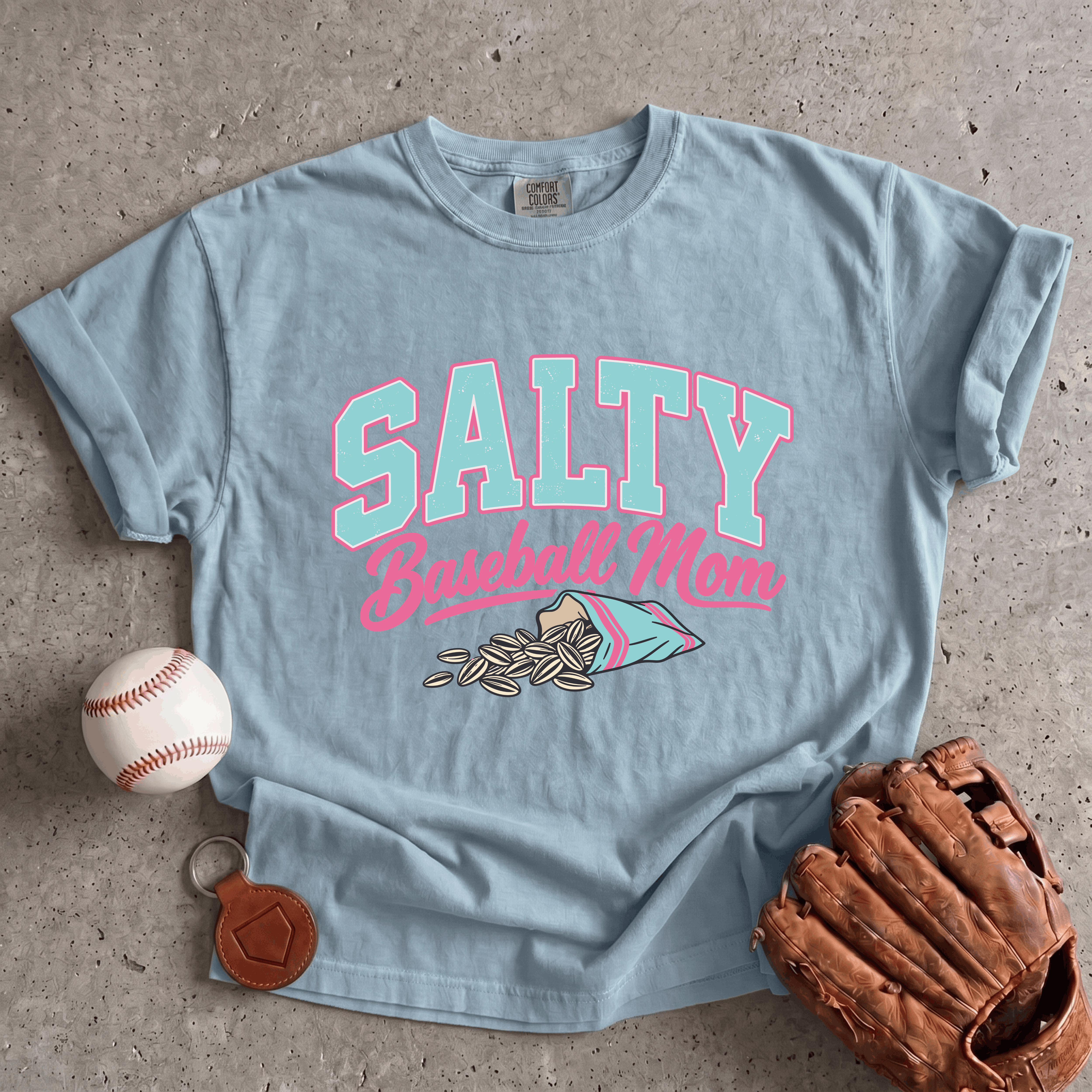 Collection of Salty Baseball Mom T-Shirt in a gallery layout
