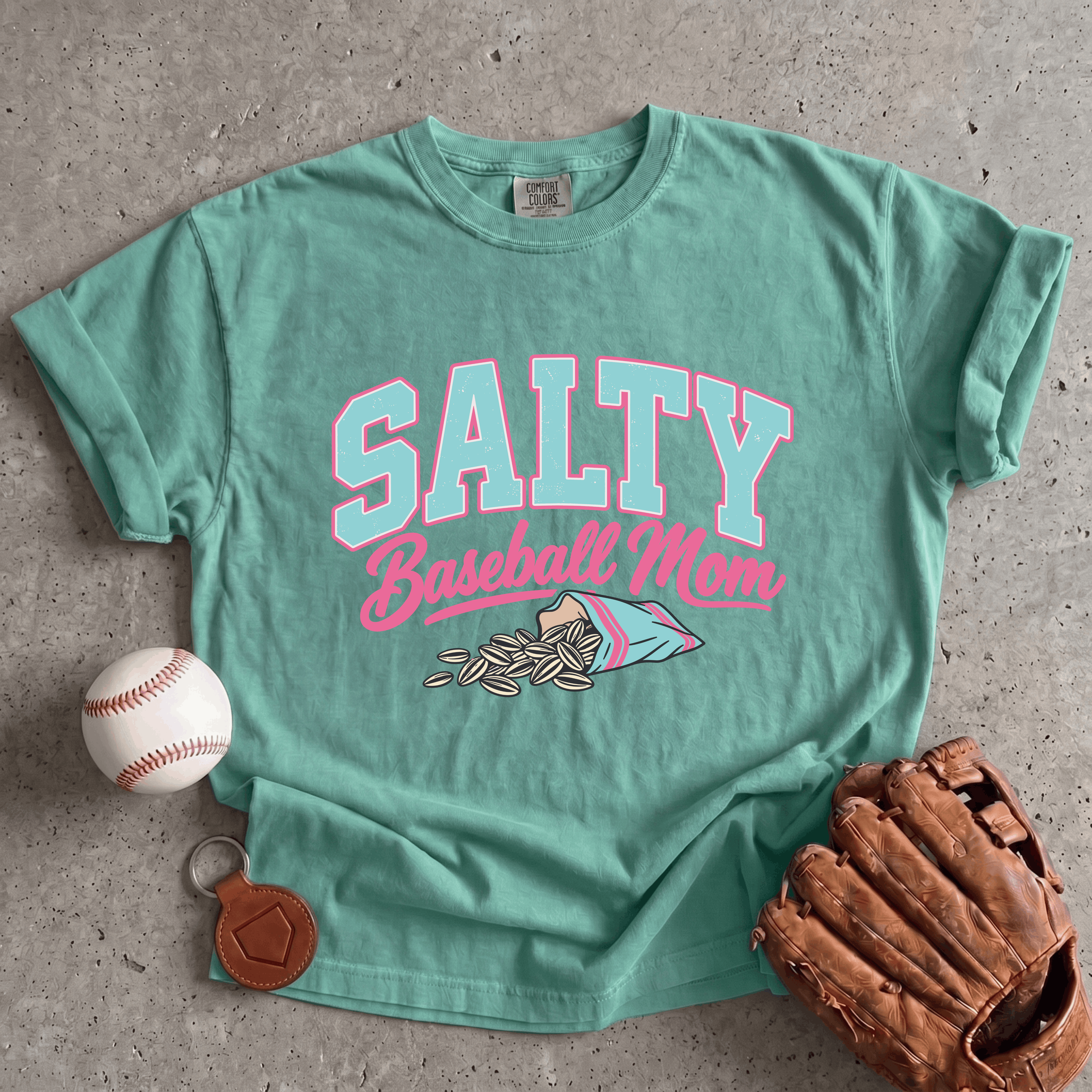 Collection of Salty Baseball Mom T-Shirt in a gallery layout