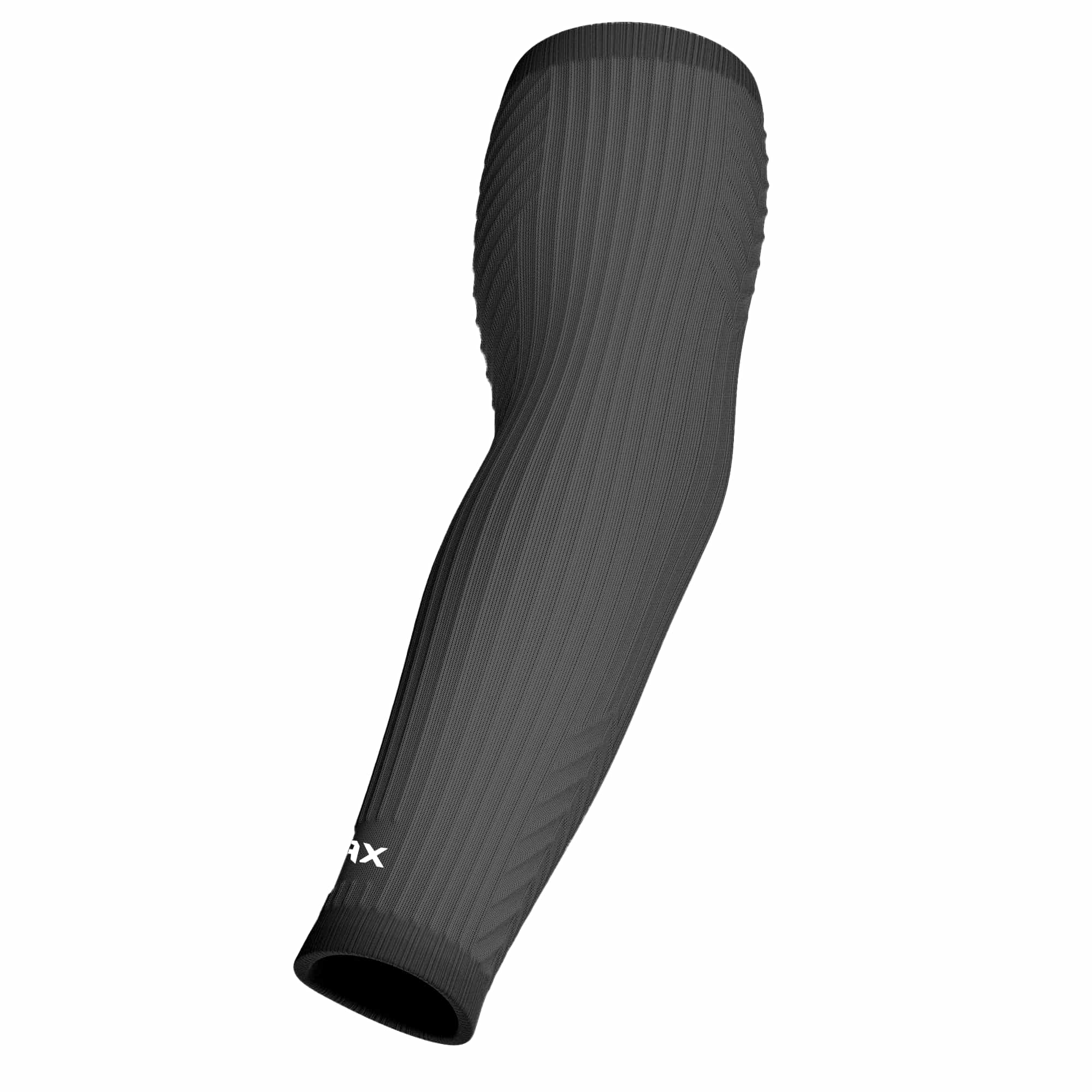 Collection of Black ribbed arm sleeve on a white background in a gallery layout