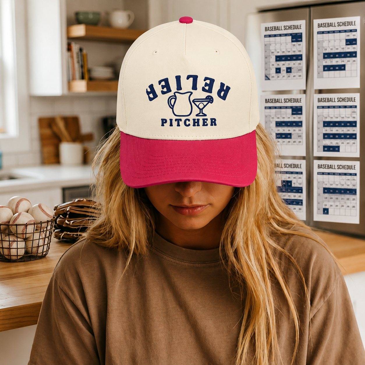 Collection of Relief Pitcher Hat | Funny Baseball Wordplay Snapback in a gallery layout