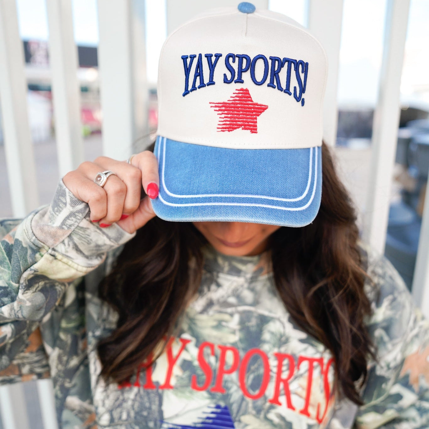 Yay Sports Trucker Hat | Funny Denim Vintage Sports Hat