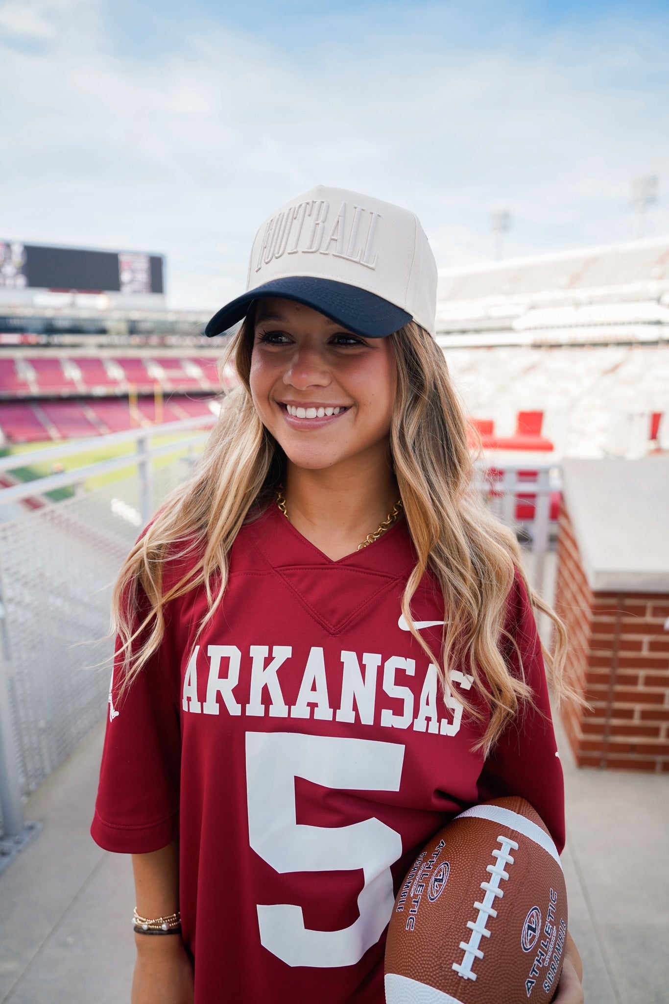 Football Trucker Hat | Neutral Vintage Puff Embroidery Snapback