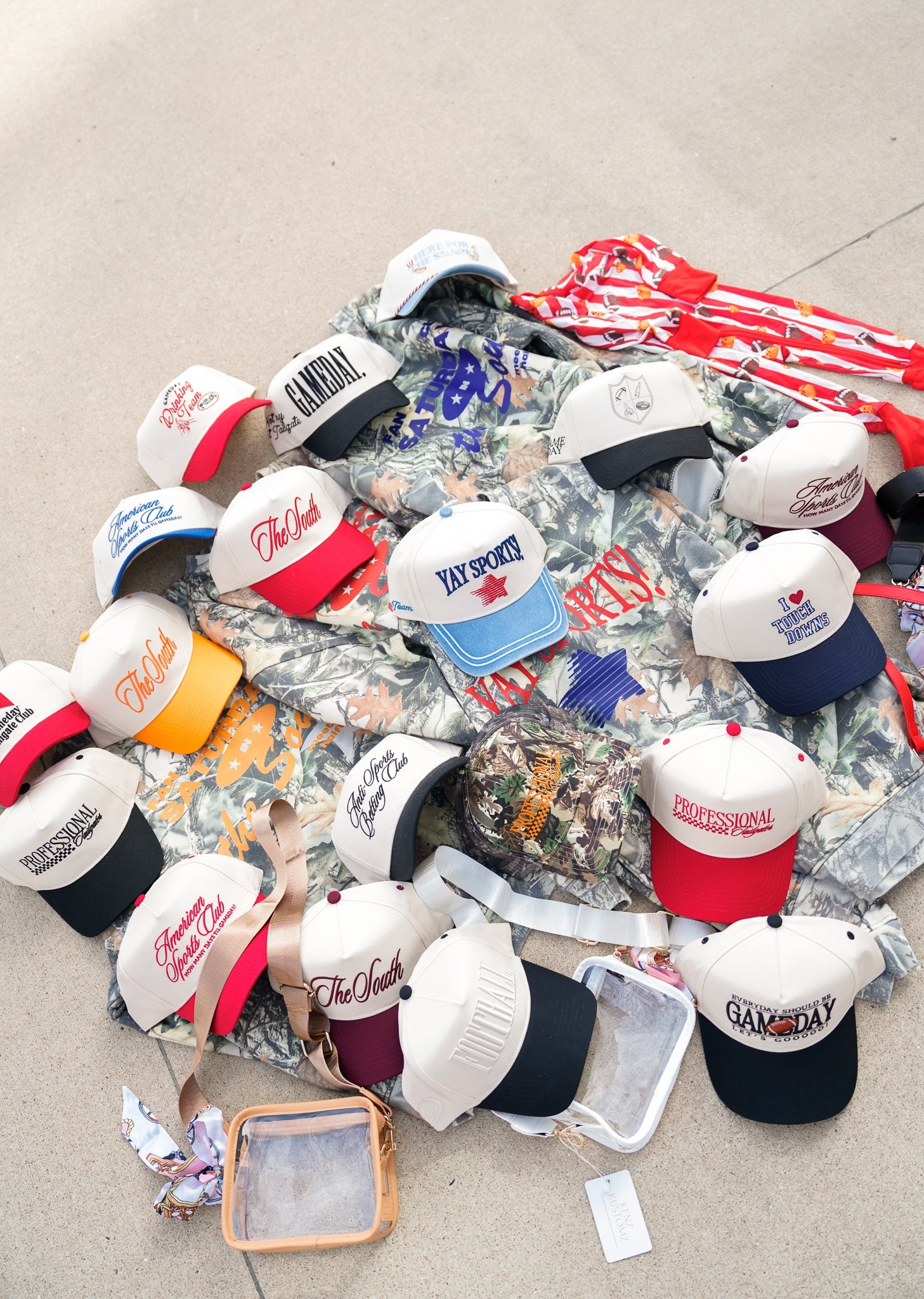 Football Trucker Hat | Neutral Vintage Puff Embroidery Snapback