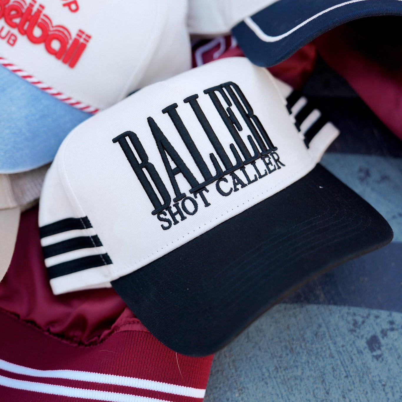 Collection of Baller Shot Caller Hat | Black Vintage Basketball Trucker in a gallery layout