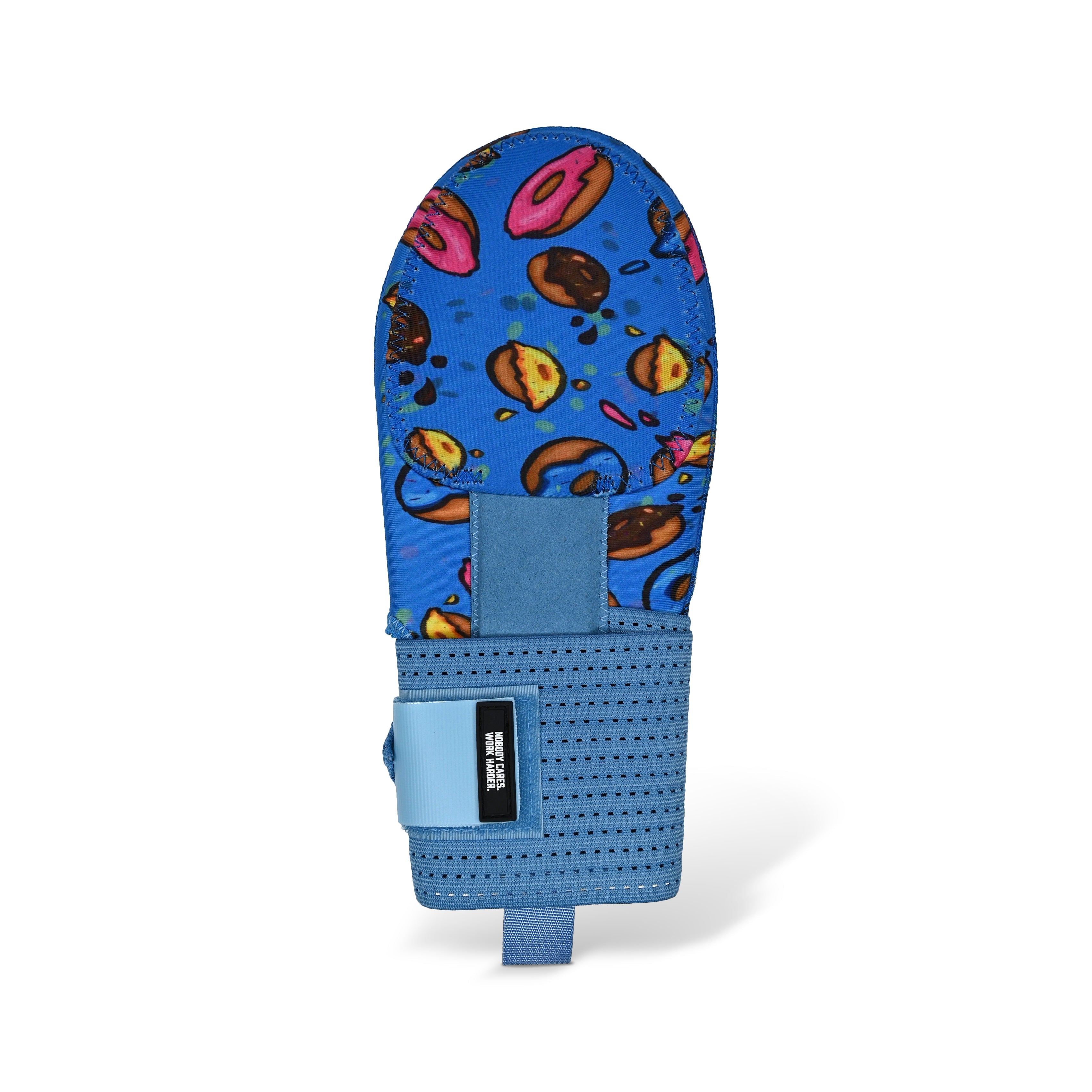 Collection of Sliding mitt with colorful donut pattern on a white background in a gallery layout