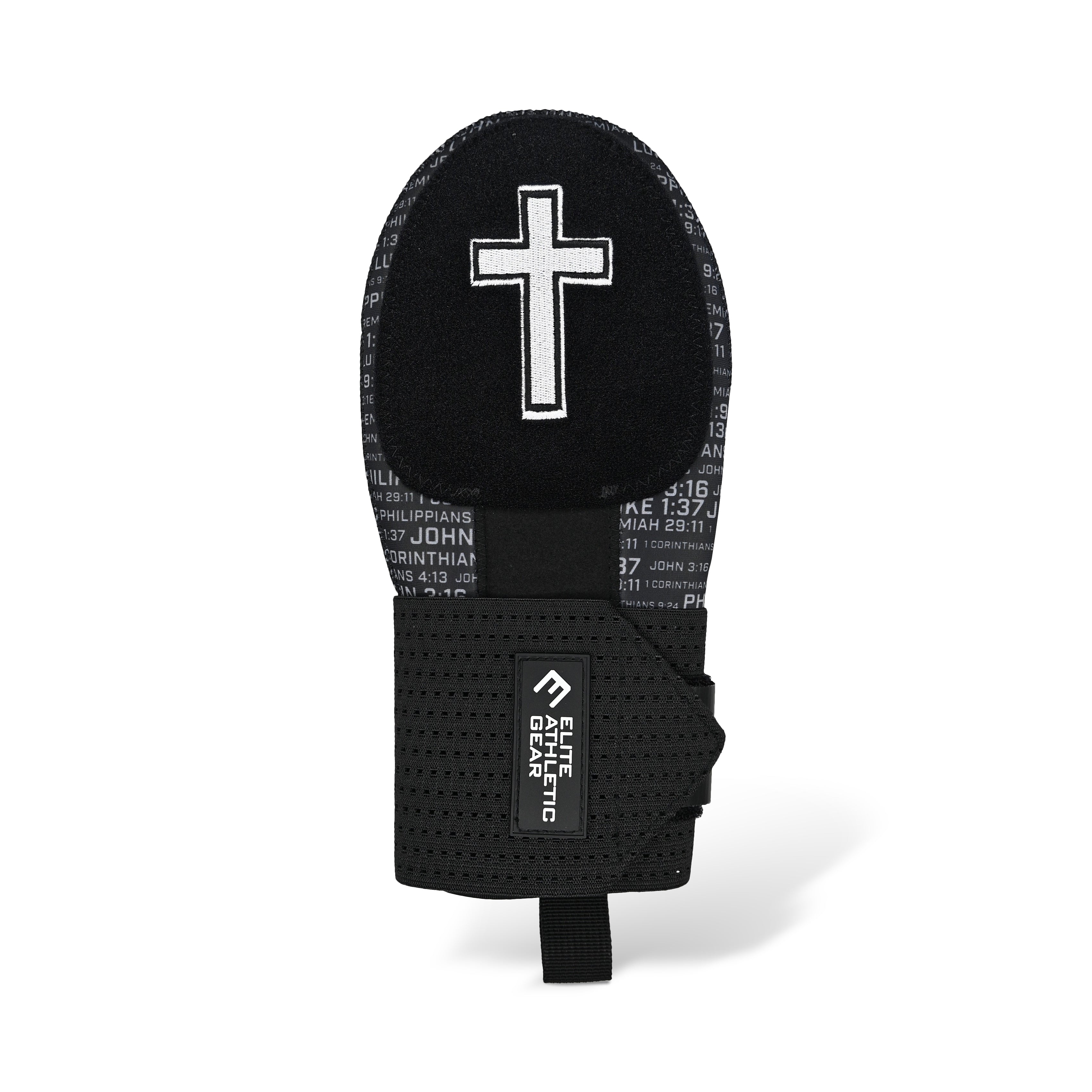 Collection of Black mitten with cross design on a white background in a gallery layout