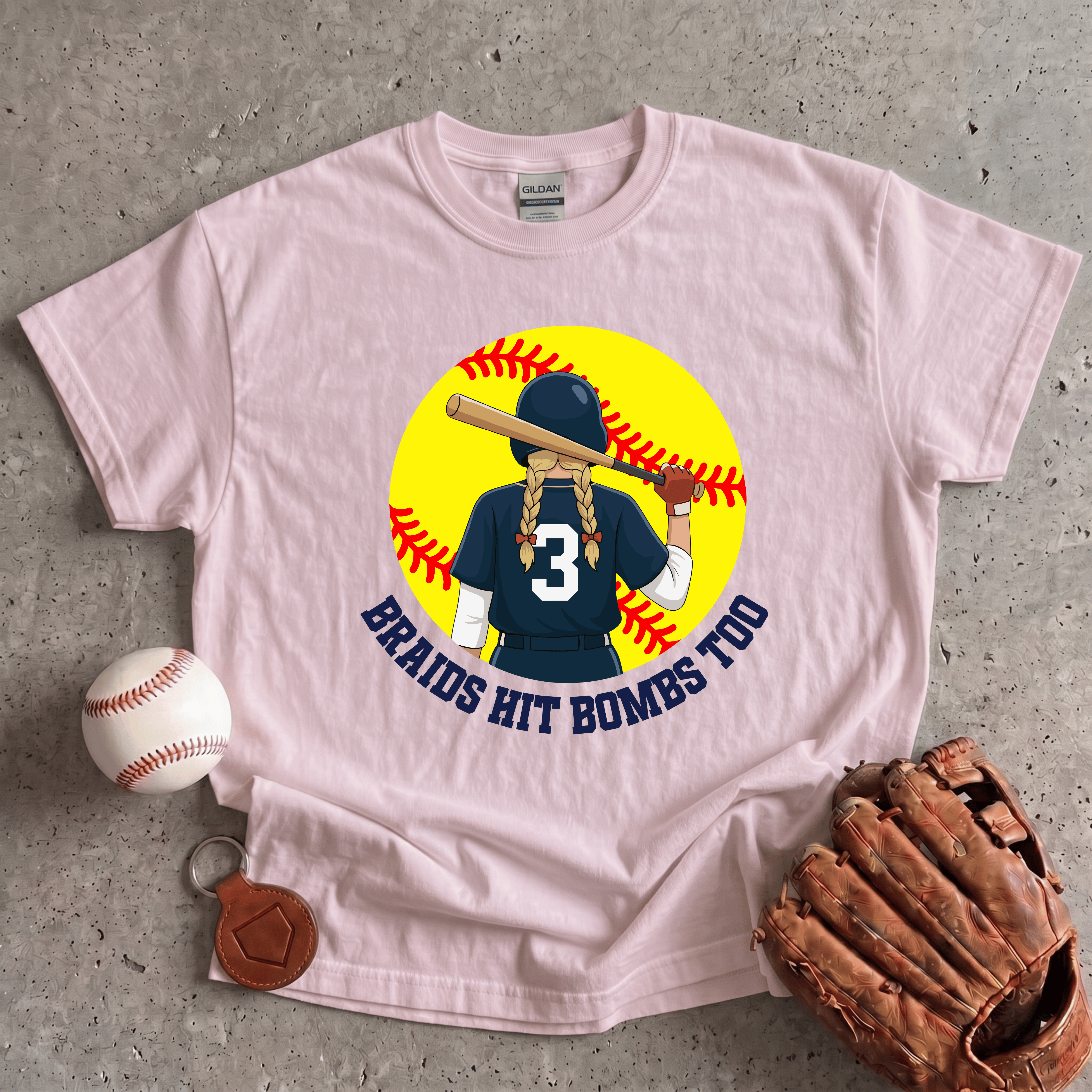 Collection of Braids Hit Bombs Too Softball T-Shirt in a gallery layout