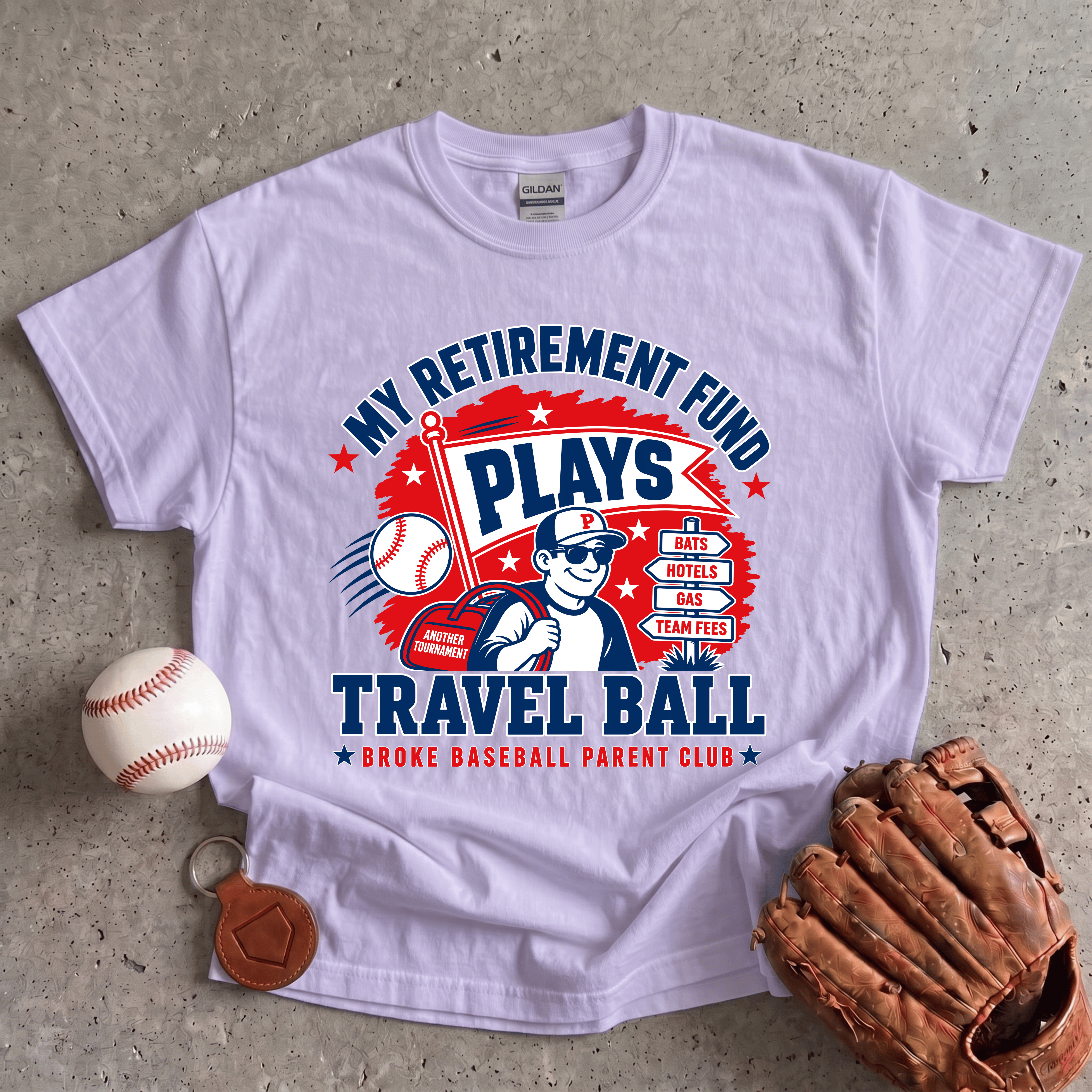 Collection of Retirement Fund Plays Travel Ball T-Shirt in a gallery layout