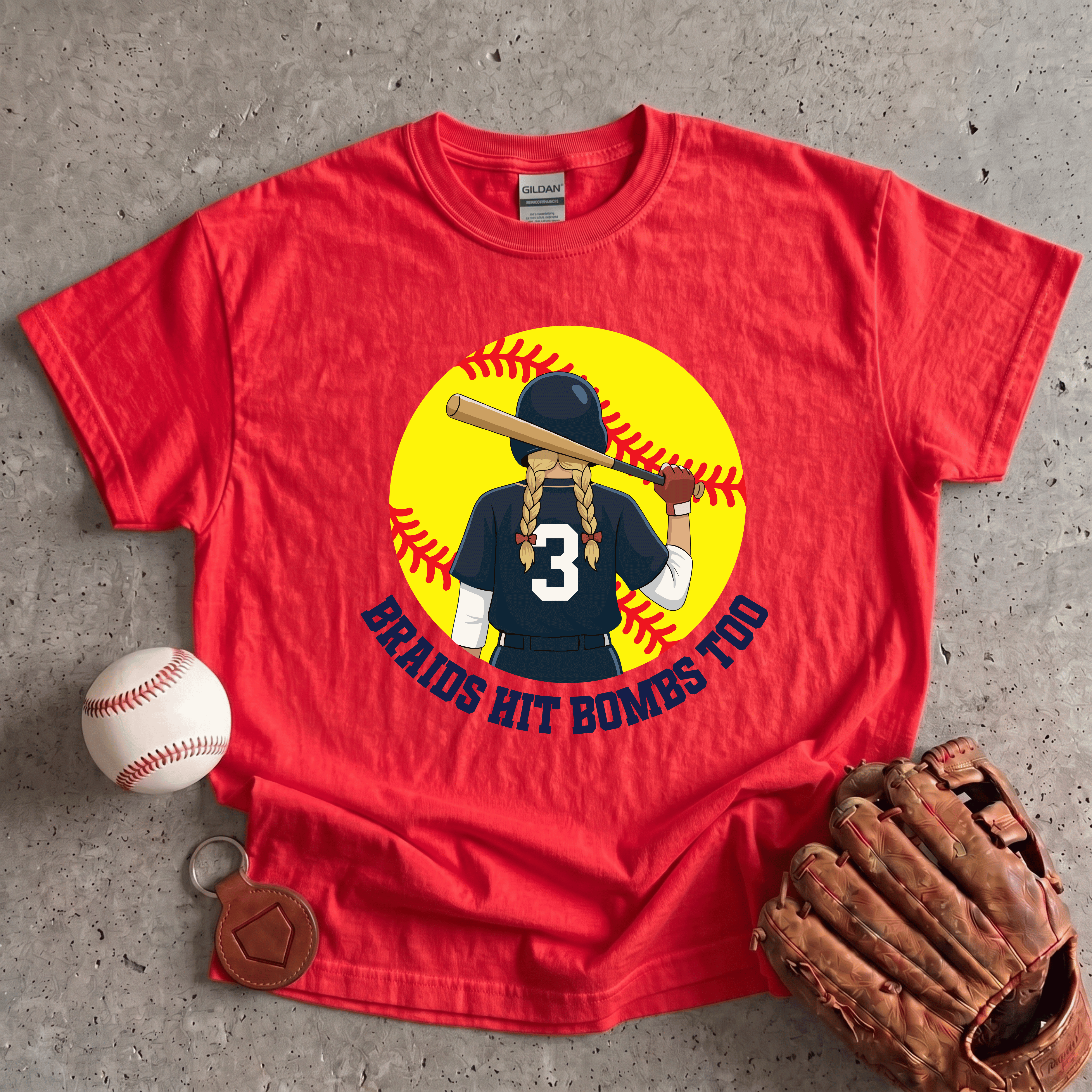 Collection of Braids Hit Bombs Too Softball T-Shirt in a gallery layout