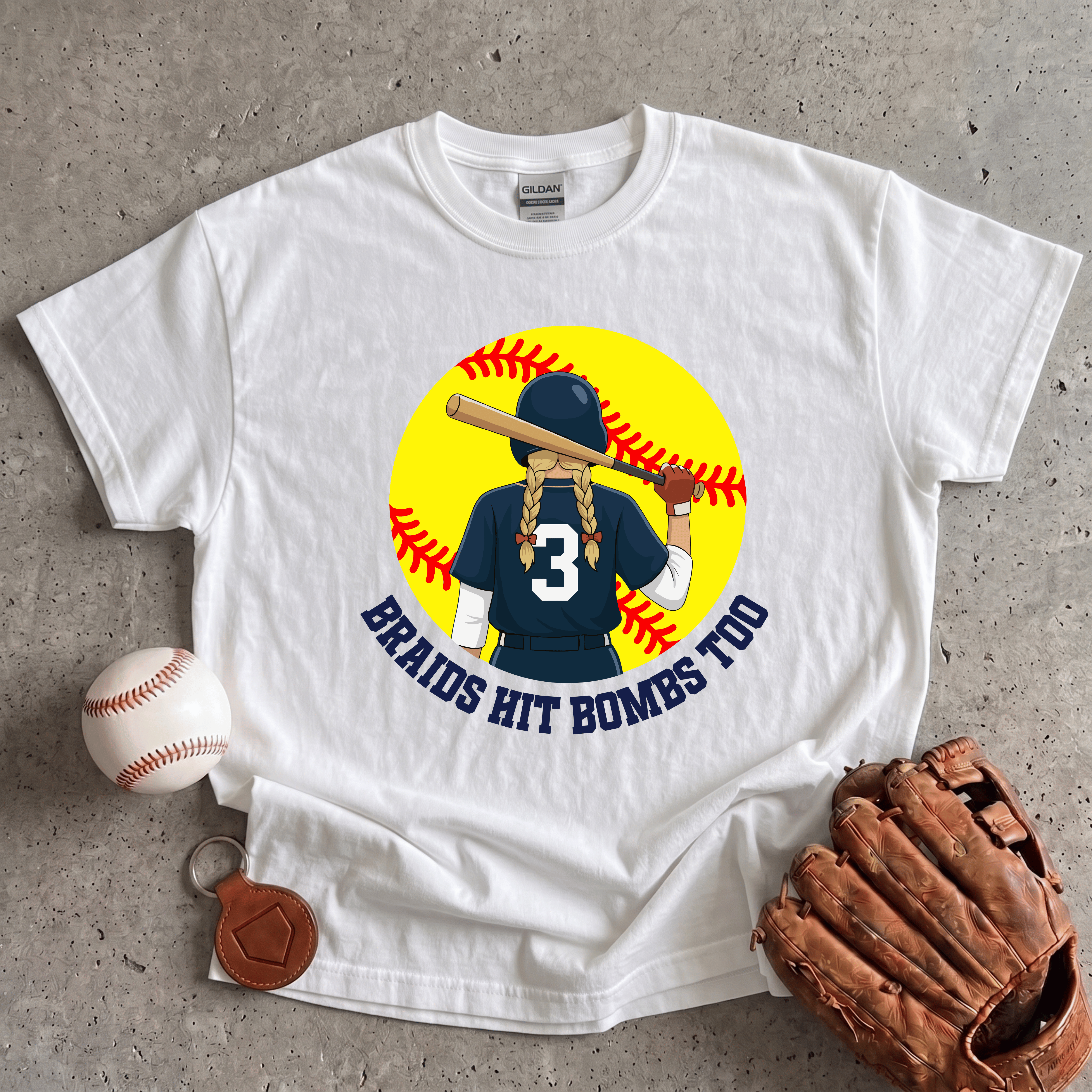 Collection of Braids Hit Bombs Too Softball T-Shirt in a gallery layout