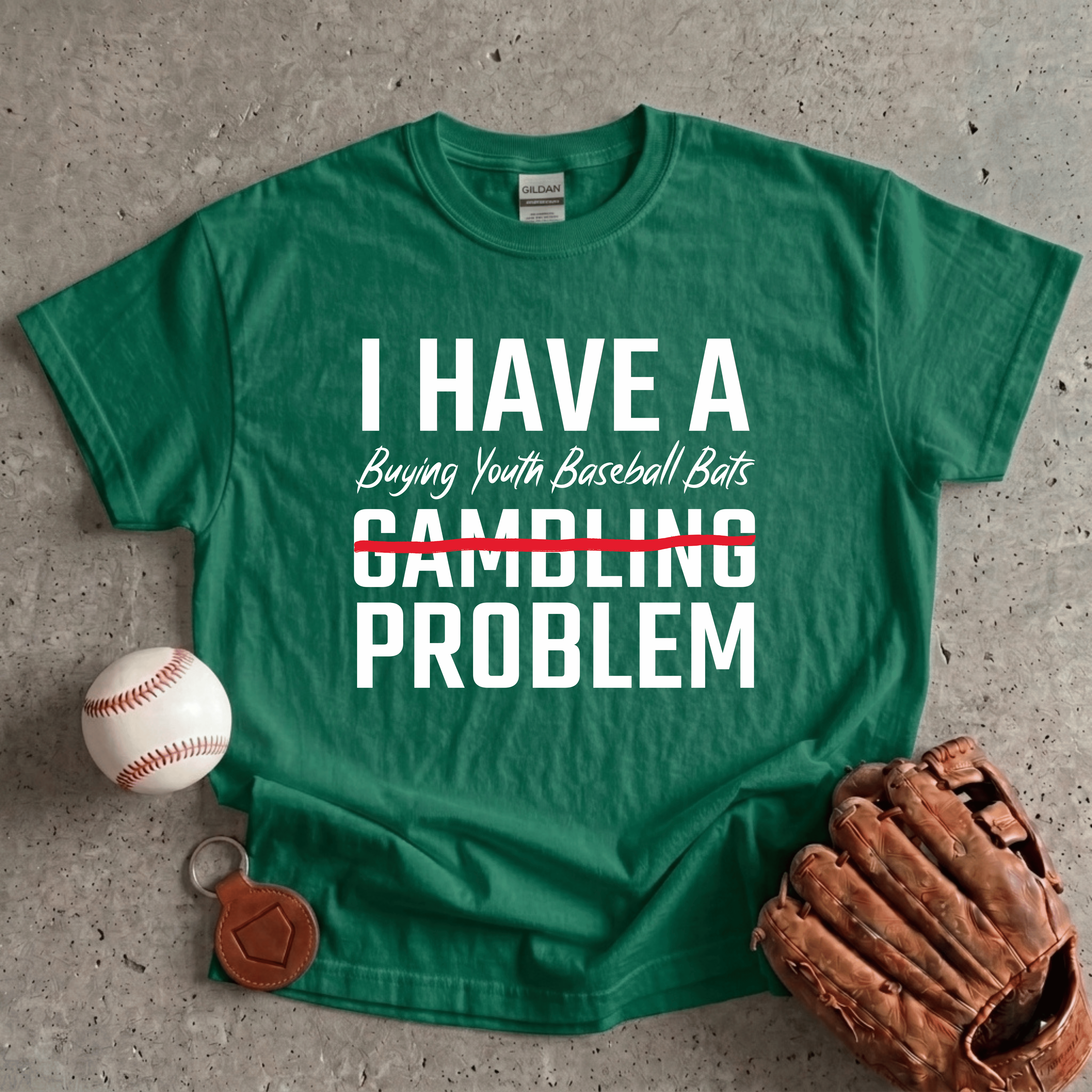 Collection of Youth Baseball Bats Problem T-Shirt in a gallery layout