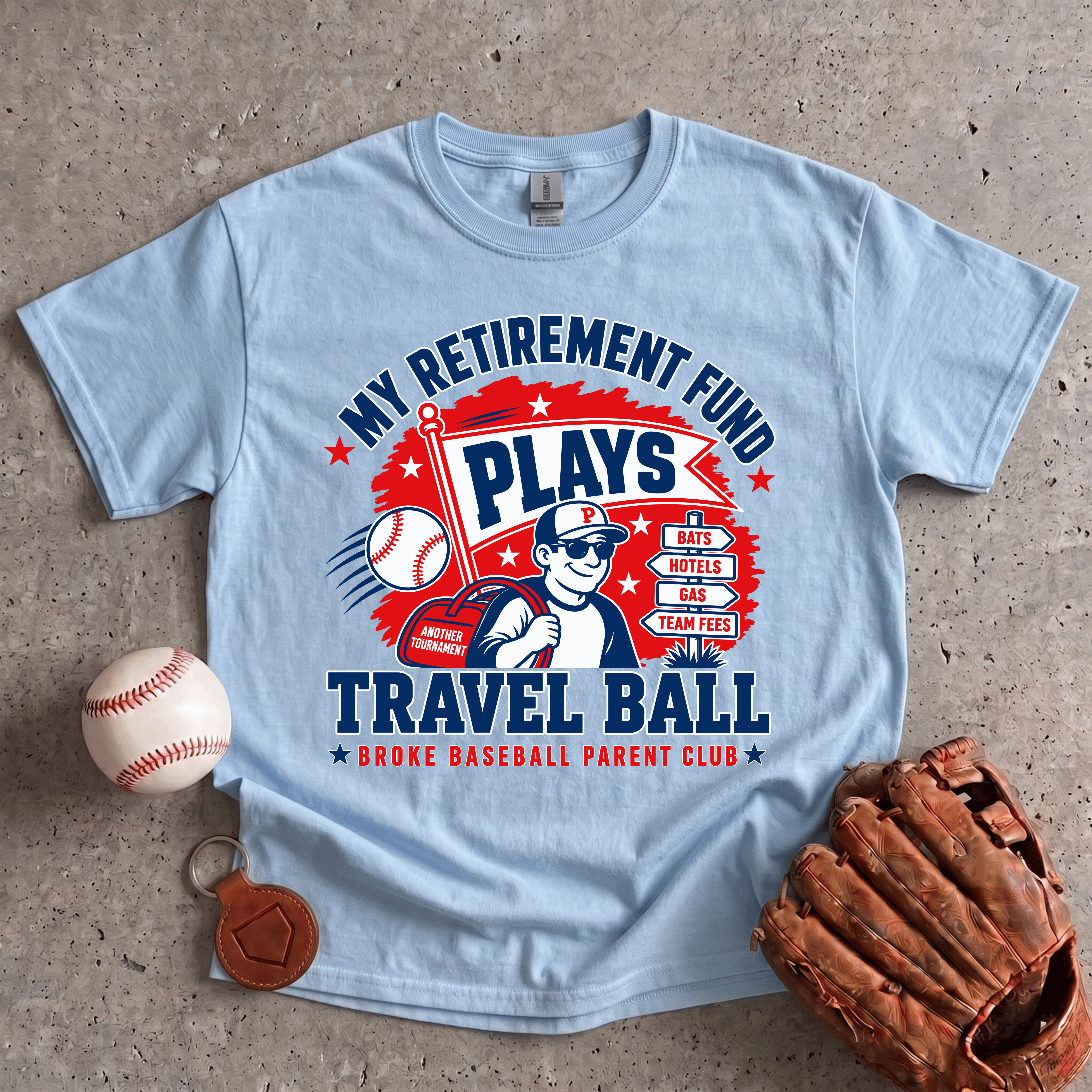 Collection of Retirement Fund Plays Travel Ball T-Shirt in a gallery layout