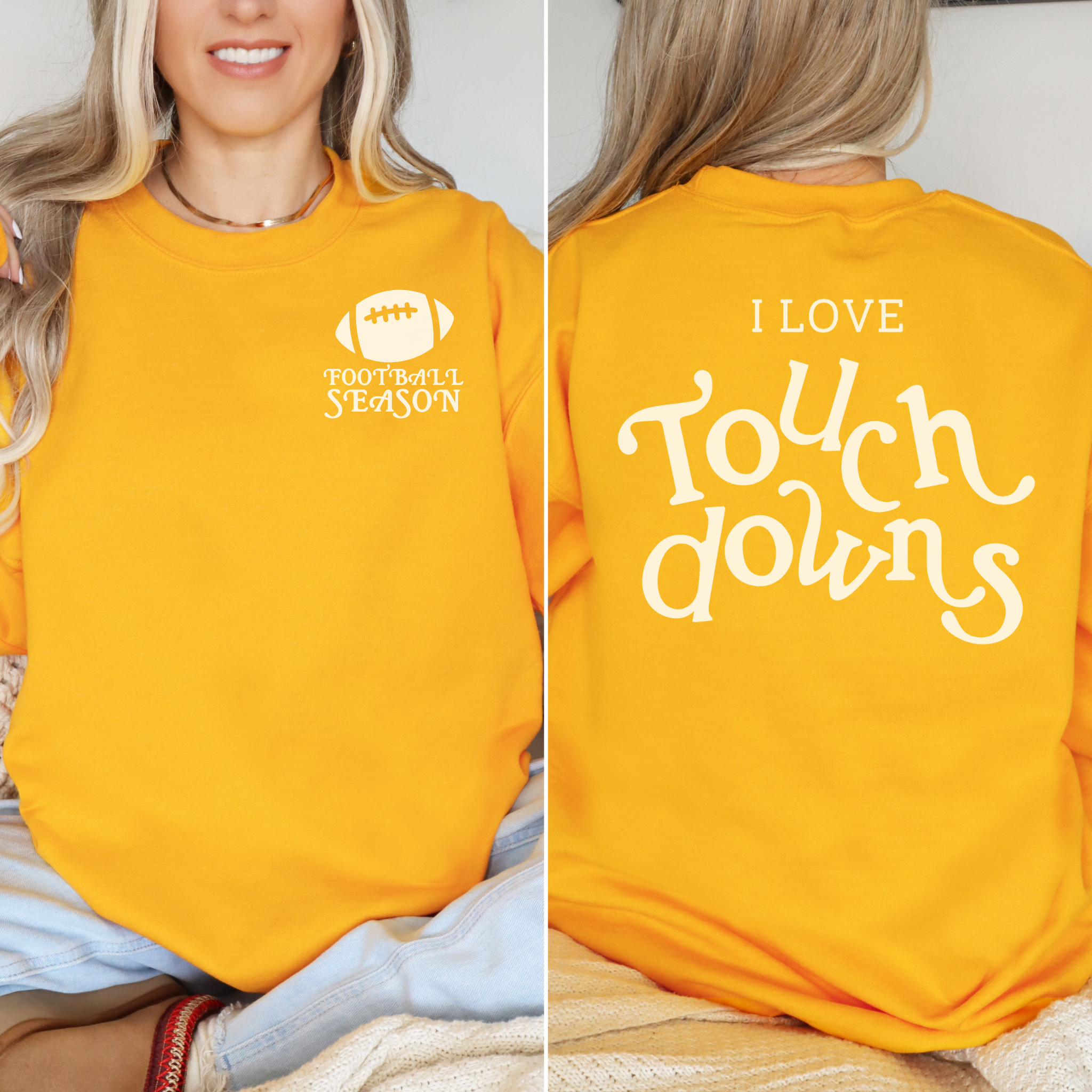 Collection of I Love Touchdowns Football Season Crewneck Sweatshirt in a gallery layout