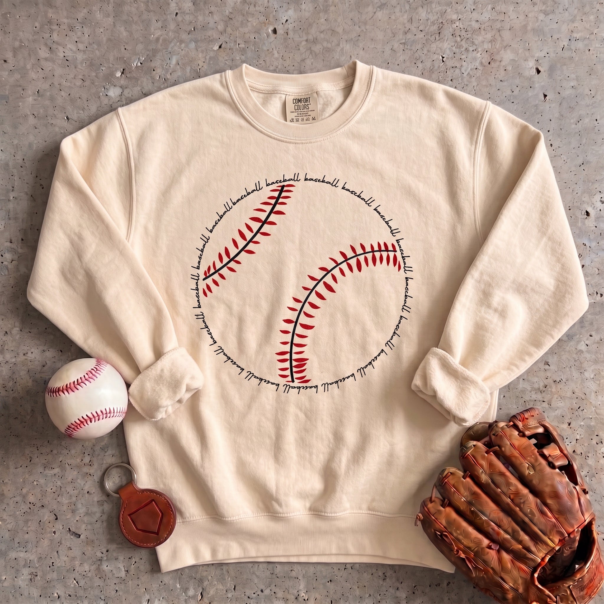 Collection of Baseball Word Art Sweatshirt in a gallery layout