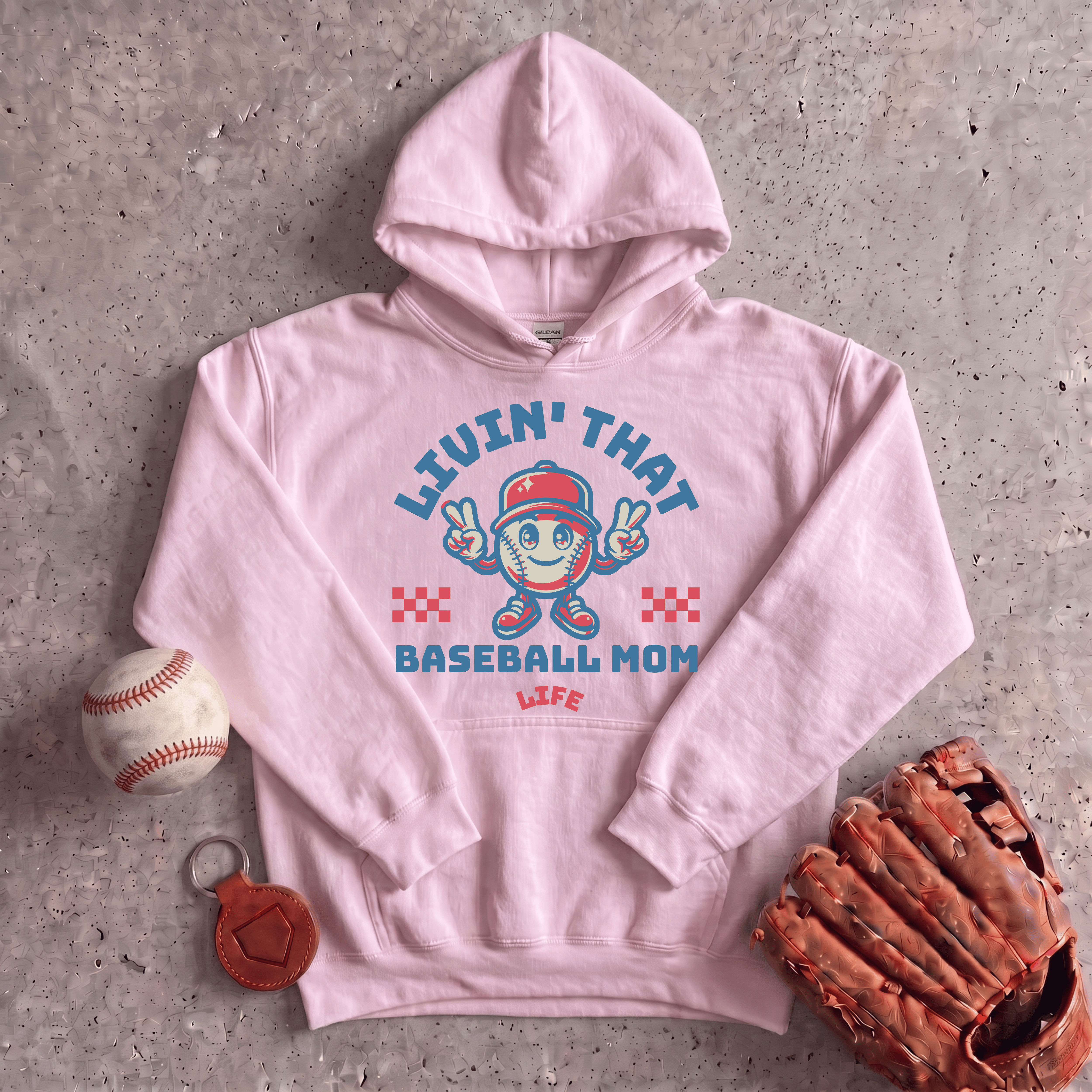 Collection of Livin That Baseball Mom Life Hoodie in a gallery layout