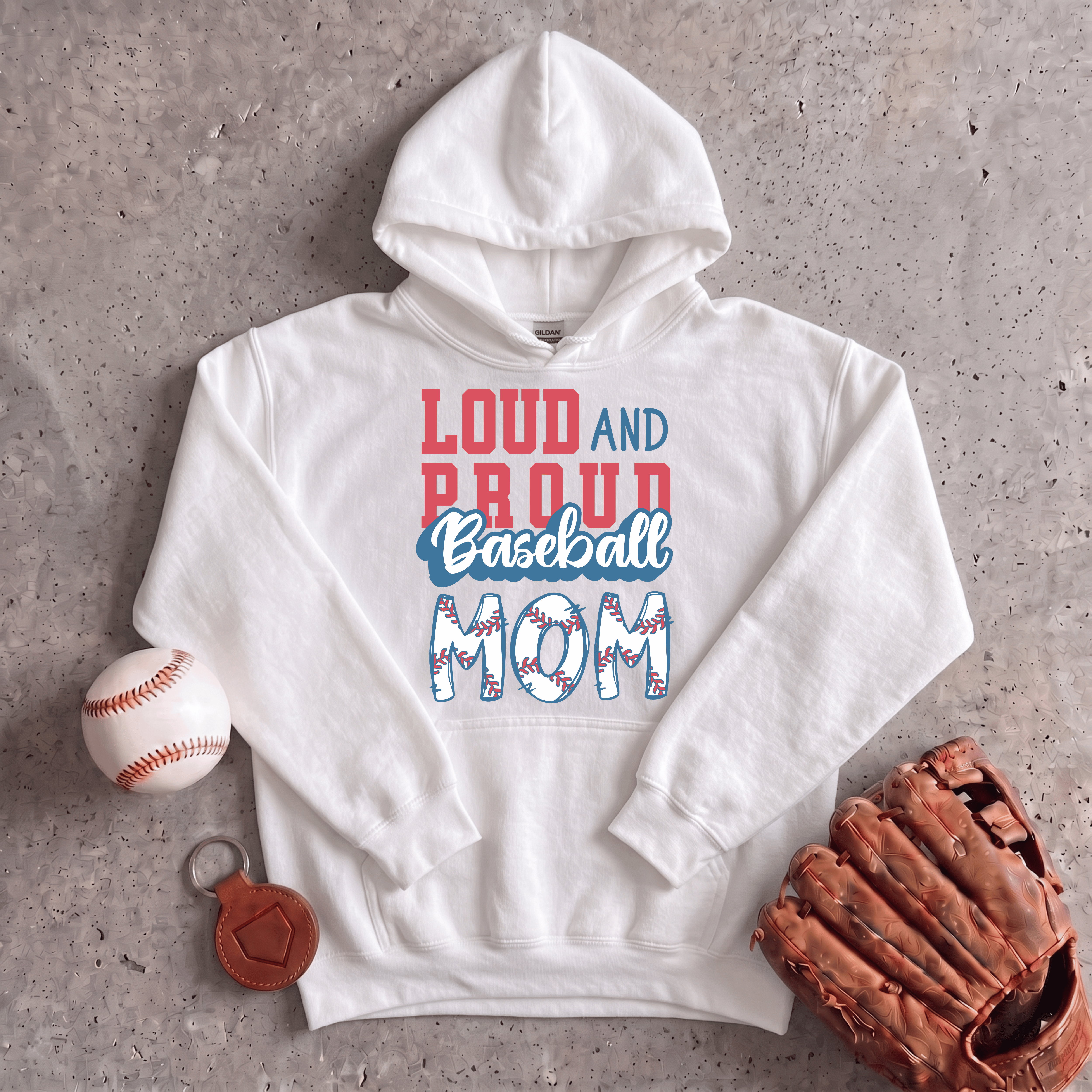 Collection of Loud and Proud Baseball Mom Hoodie in a gallery layout