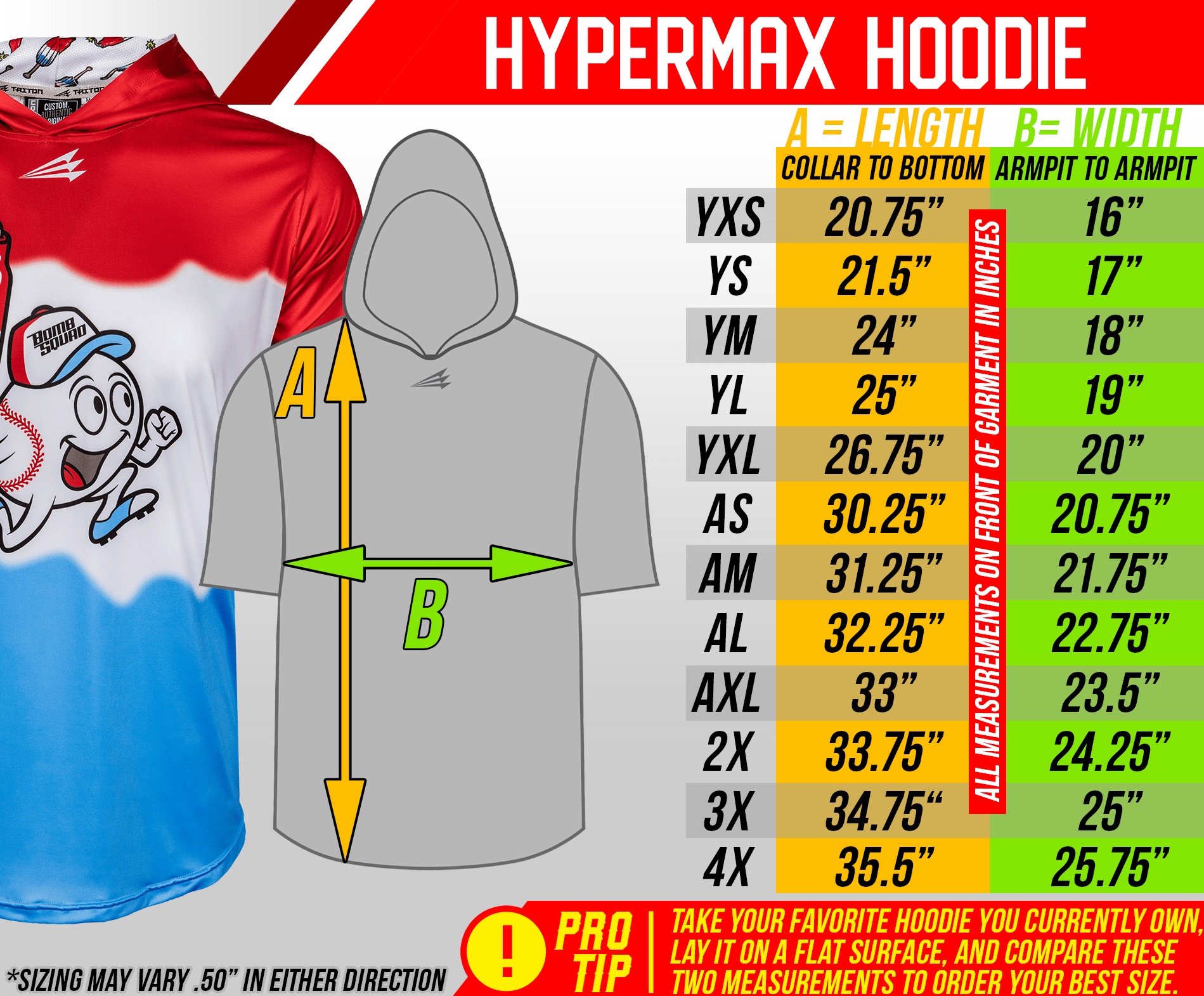 Collection of hypermax short sleeve baseball hoodie sizing chart in a gallery layout