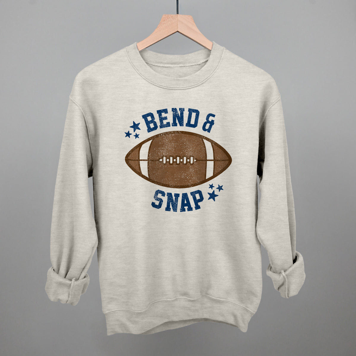 Collection of Bend and snap crewneck football sweatshirt in a gallery layout