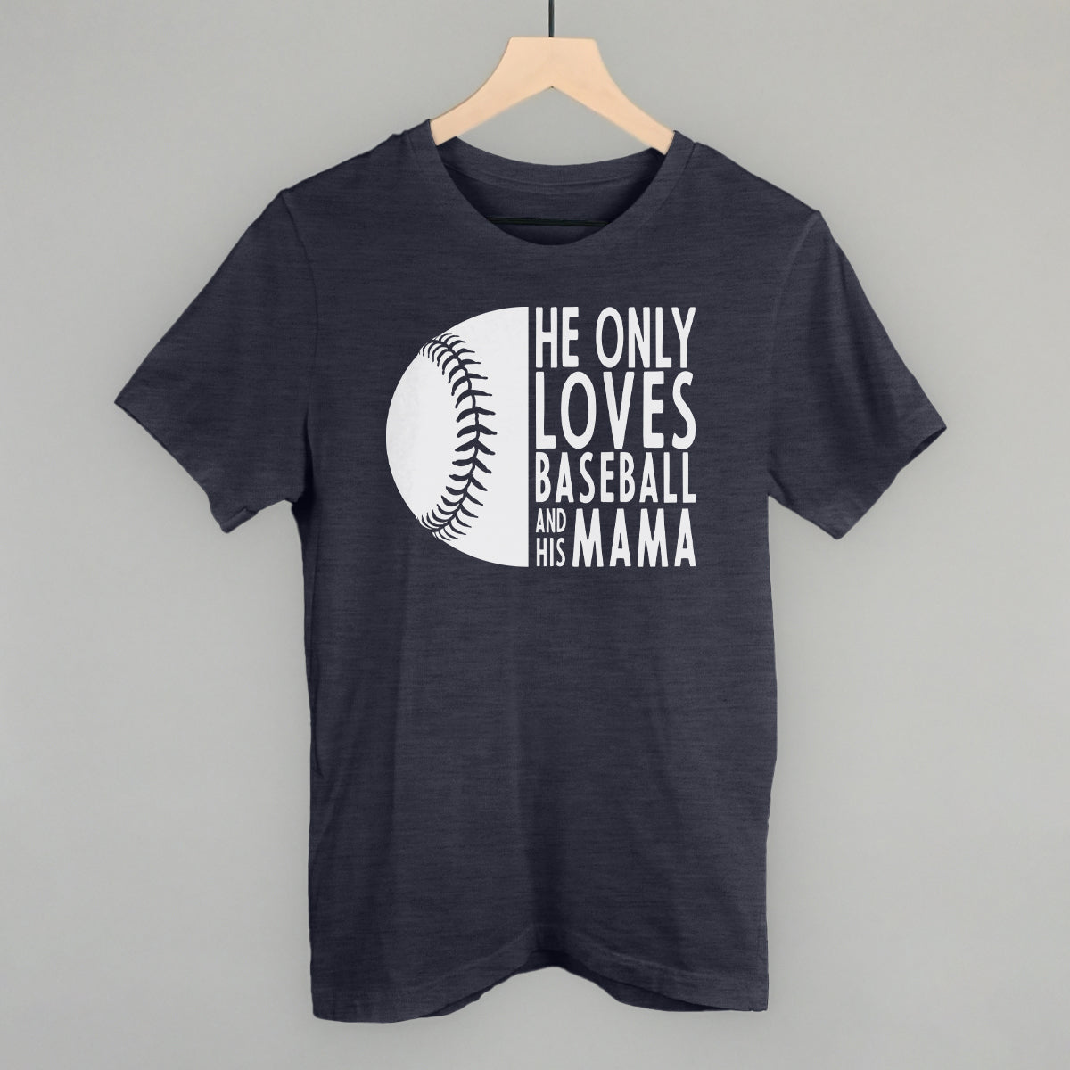 Collection of He Only Loves Baseball and His Mama baseball mom crewneck sweatshirt navy in a gallery layout
