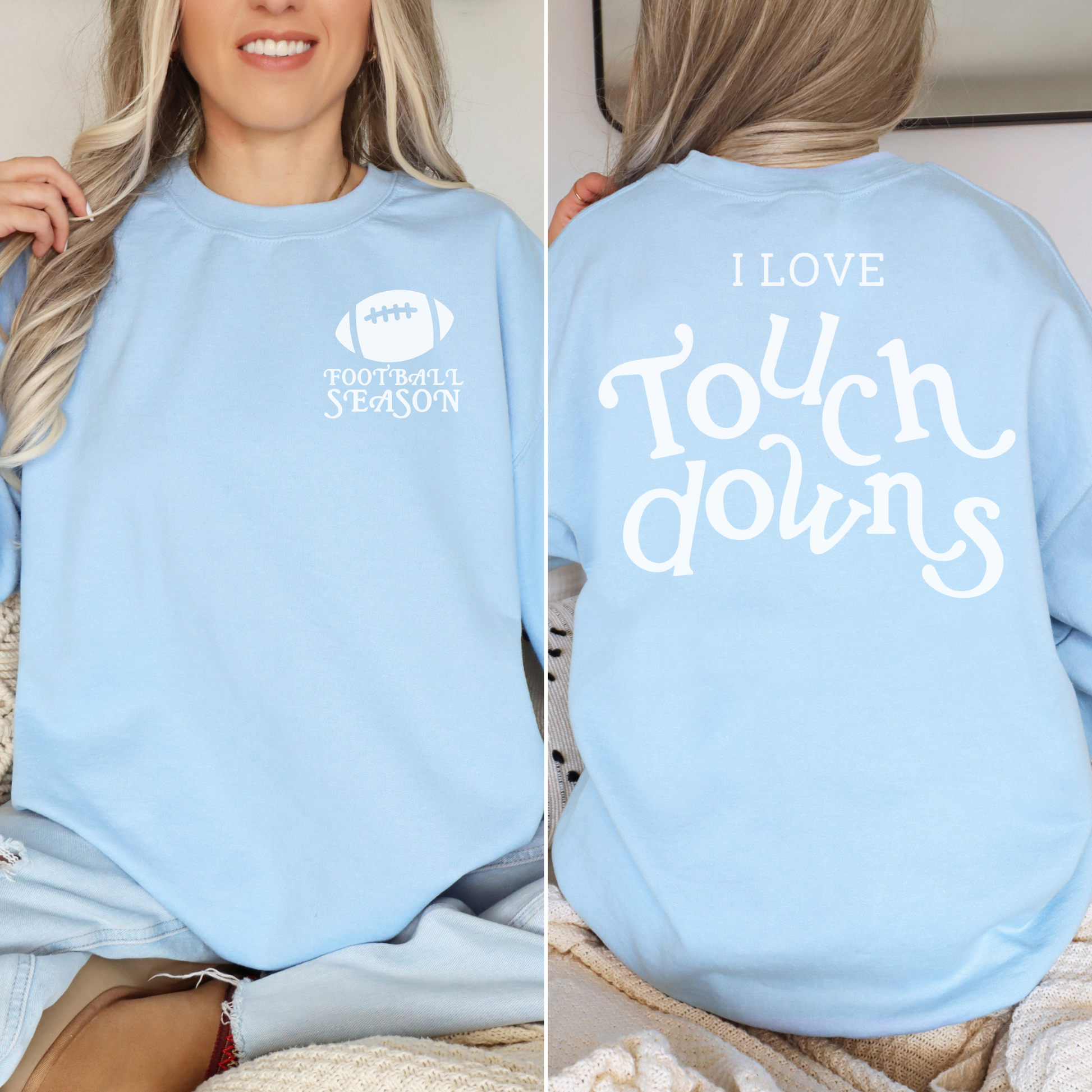 I Love Touchdowns Football Season Crewneck Sweatshirt
