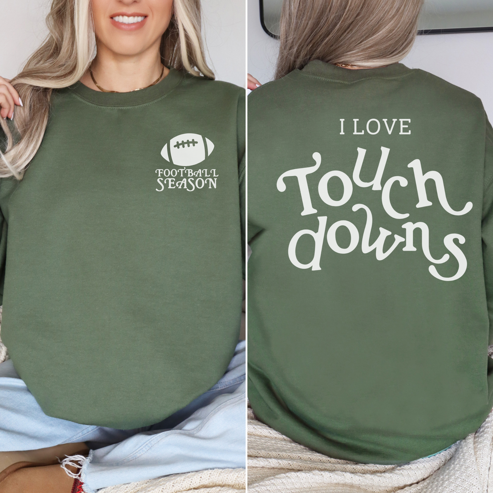 I Love Touchdowns Football Season Crewneck Sweatshirt