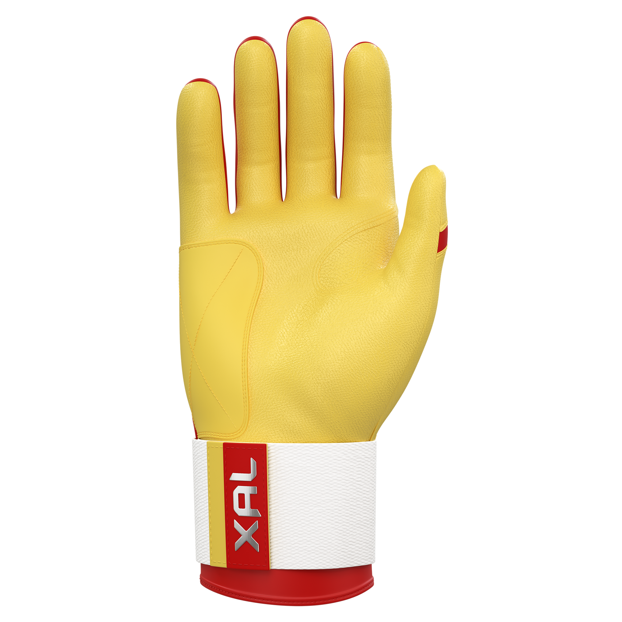 Collection of JAX yellow and red baseball batting glove in a gallery layout