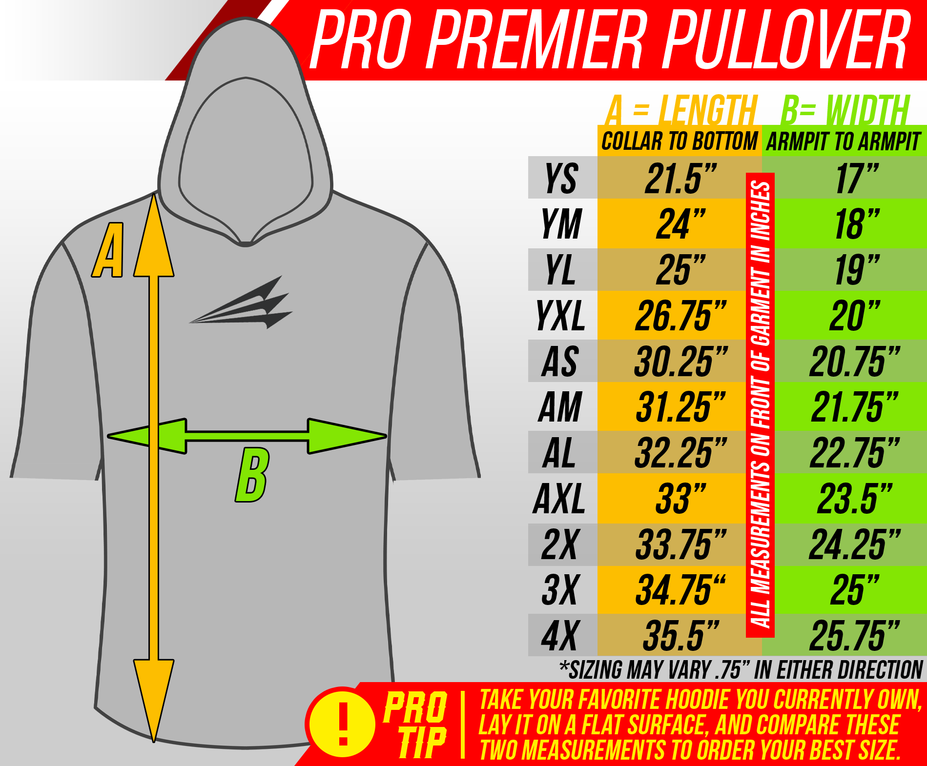 Collection of Gray hoodie with measurement chart for sizing on a white background in a gallery layout