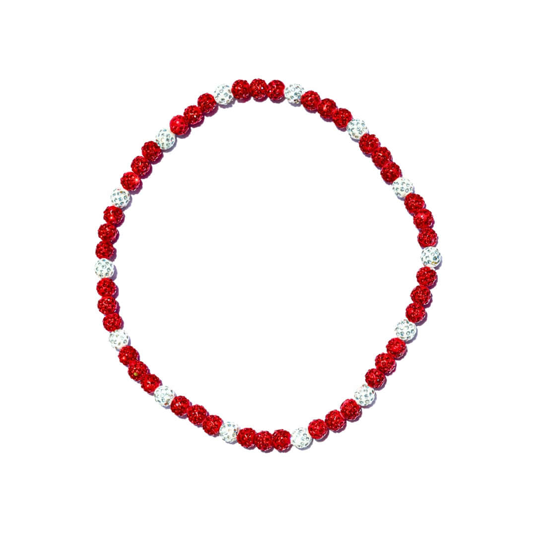 Red Zone Iced Out Baseball Bead Necklace