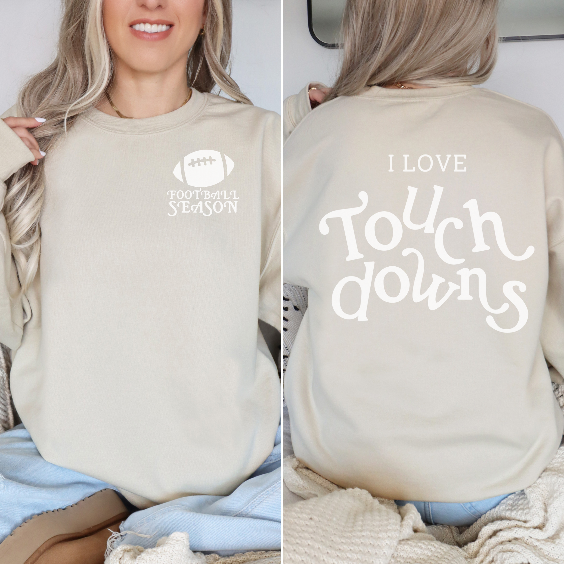 I Love Touchdowns Football Season Crewneck Sweatshirt