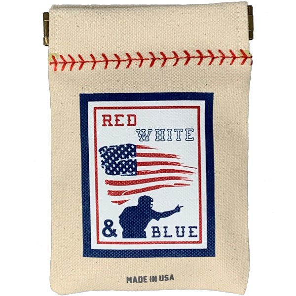 Collection of Canvas pouch with American flag design and text on a white background in a gallery layout