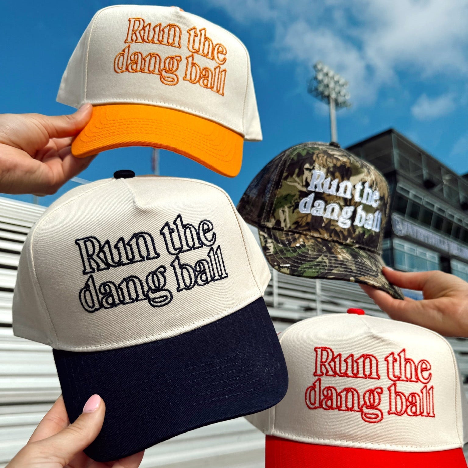 Run The Dang Ball Hat | Funny Football Vintage Trucker