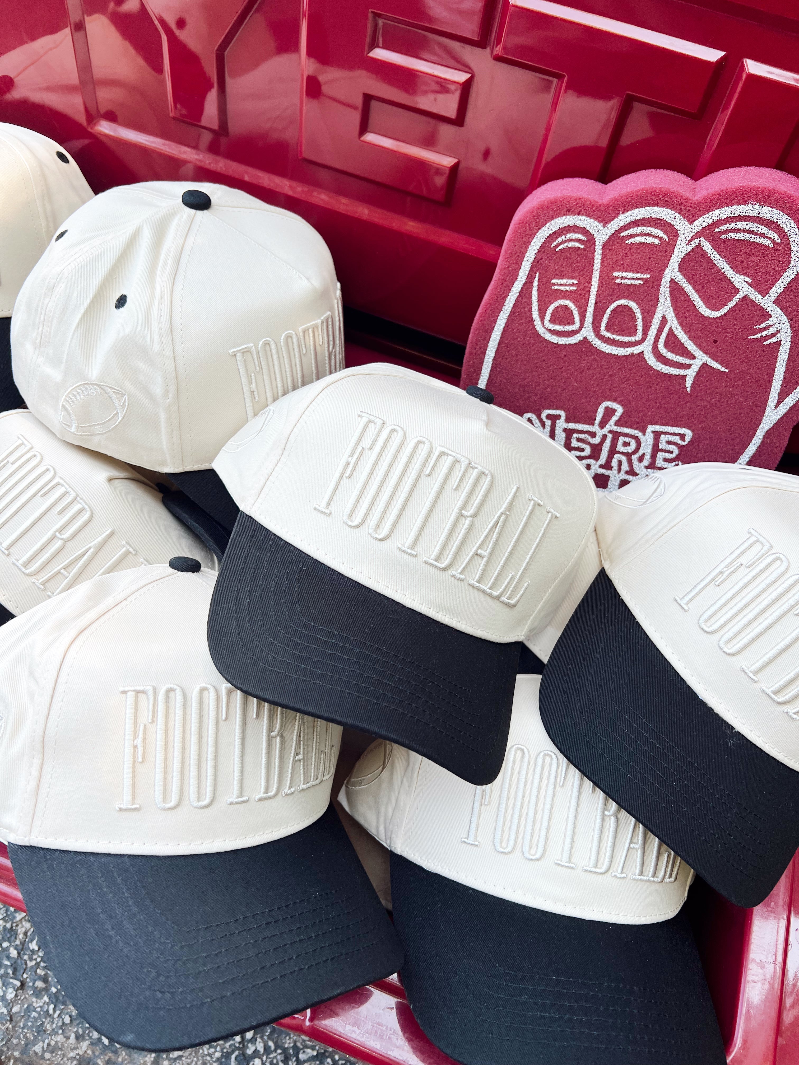 Collection of Football Trucker Hat | Neutral Vintage Puff Embroidery Snapback in a gallery layout