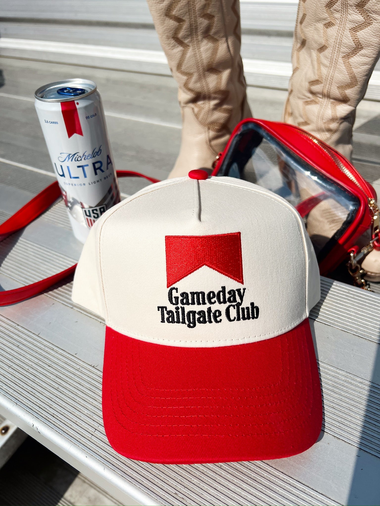 Gameday Tailgate Club Hat | Red Vintage Trucker Snapback