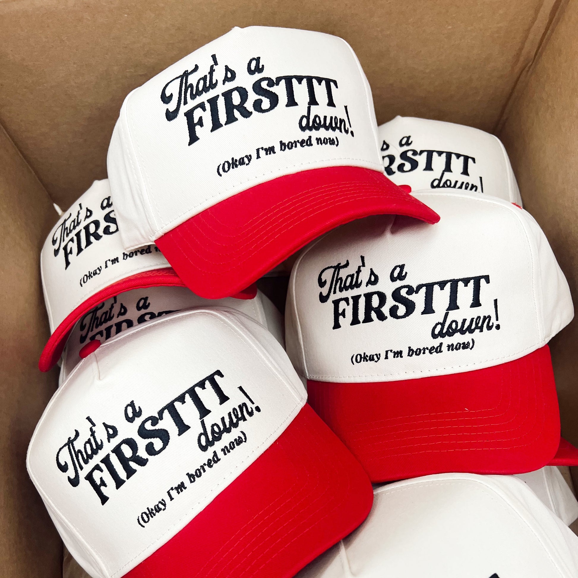That's a Firstttt Down Hat | Funny Football Mom Trucker