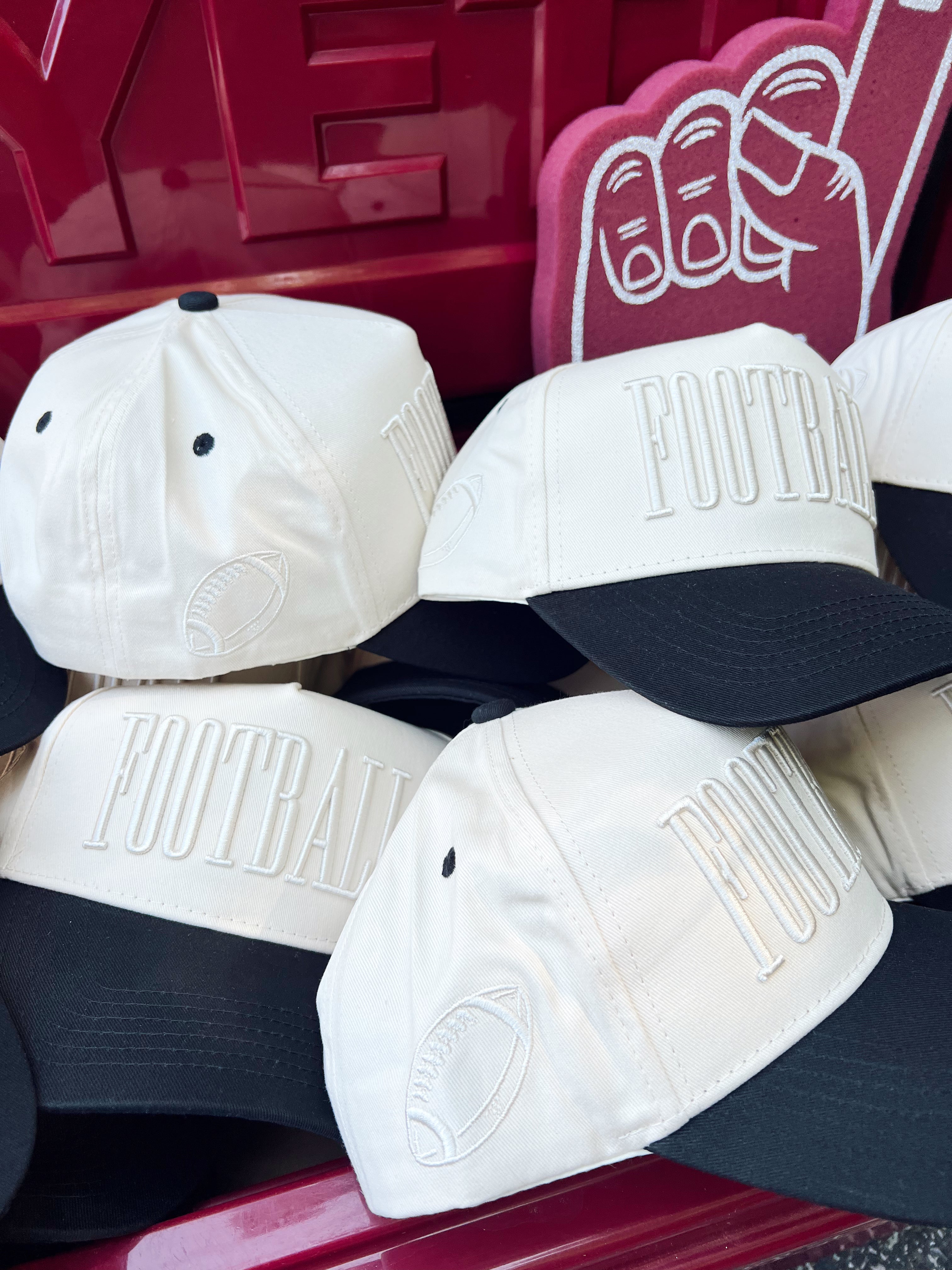 Collection of Football Trucker Hat | Neutral Vintage Puff Embroidery Snapback in a gallery layout