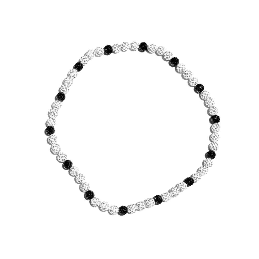 Ying Yang Iced Out Baseball Bead Necklace