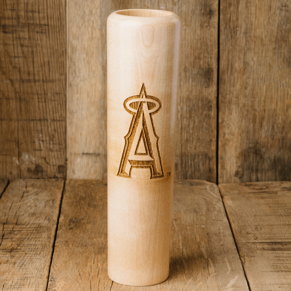 Collection of Wooden baseball bat with a logo on a wooden background in a gallery layout
