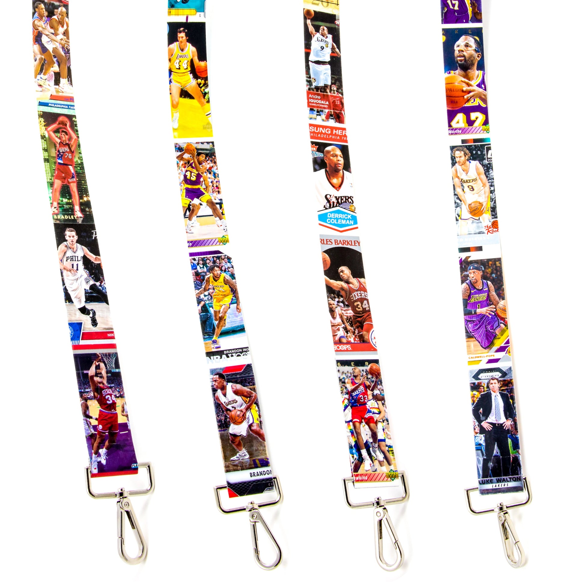 Lanyard with basketball player images on a white background