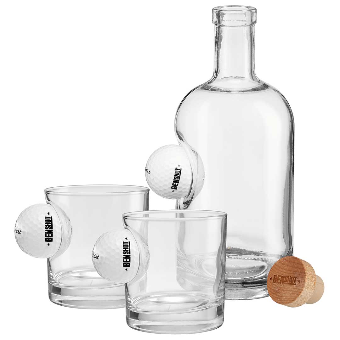 Collection of BenShot Golf Ball Glasses in a gallery layout